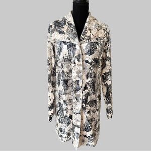 Vintage Designs by S.A.D Shimmer Velvet Floral Print Button Down Jacket